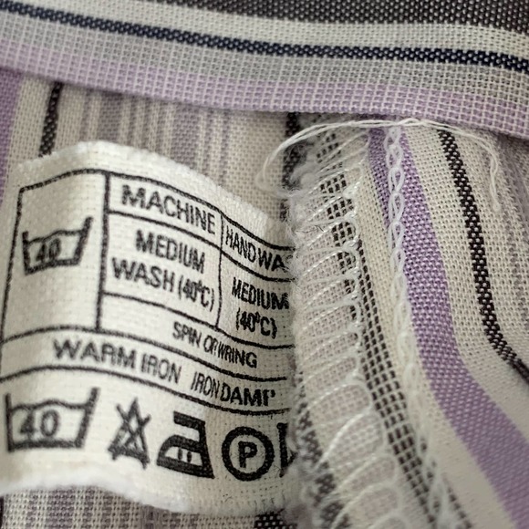 PINK Thomas Pink White, Purple & Gray Striped Cotton Blouse Size 6 US - Picture 7 of 7